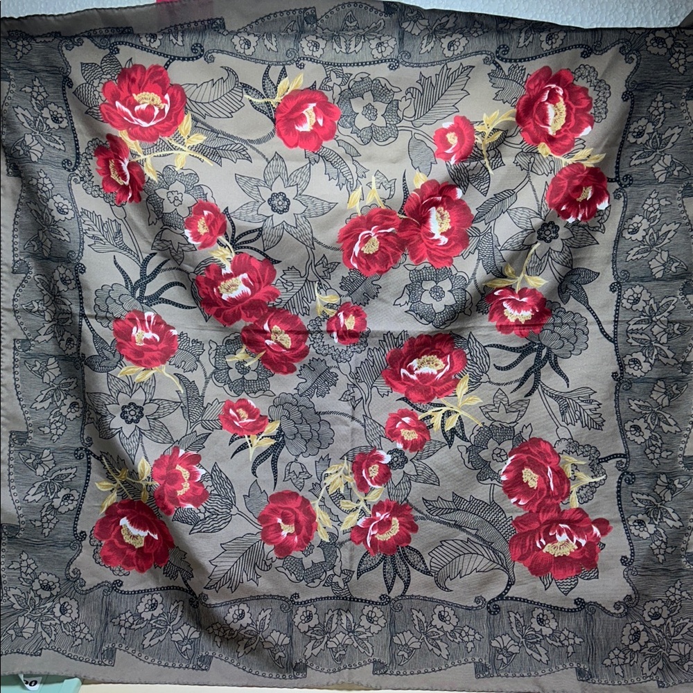 Michelangelo Gray And Red Floral Scarf